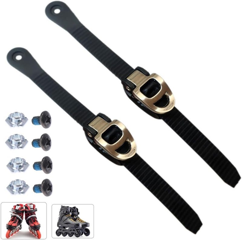 SquEqu 2 Set Roller Skates Strap with Adjustable Buckle Mount Screws Nuts Set Universal Replacement Engergy Straps Latches for Inline Skating Shoes Ice Blades Rollerblades Rollerskates MTB SPD Shoe - Image 1